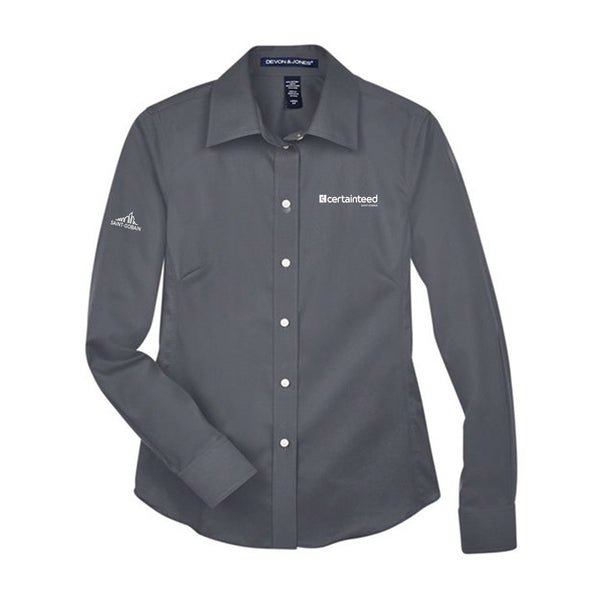 Ladies' Crown Collection(TM) Solid Stretch Twill Woven Dress Shirt