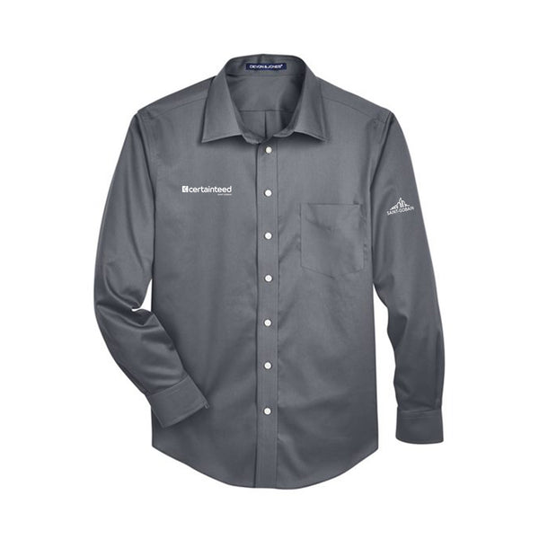 Men's Crown Collection(TM) Solid Stretch Twill Woven Dress Shirt