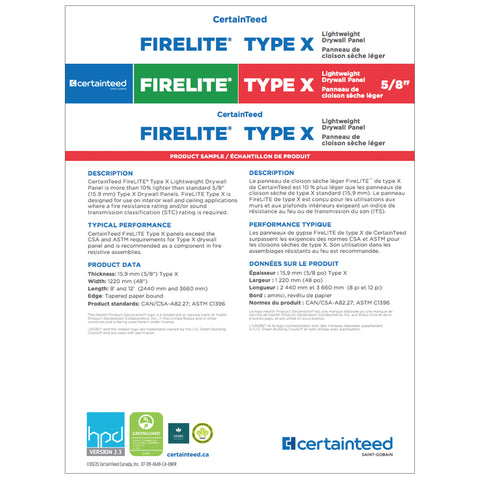 FireLite Type X Board Sample — 5/8