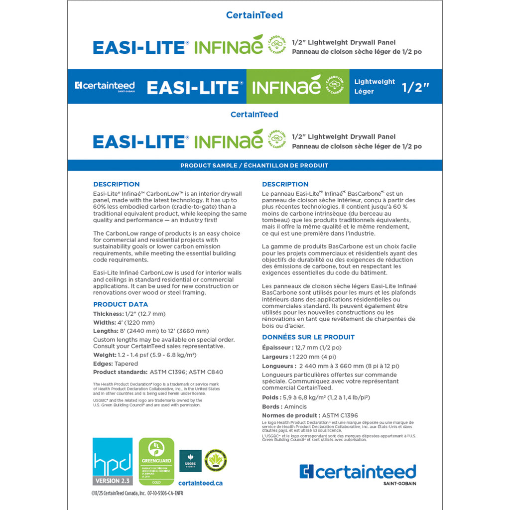 Easi-Lite® Infinaé™ CarbonLow™ Board Sample — 1/2