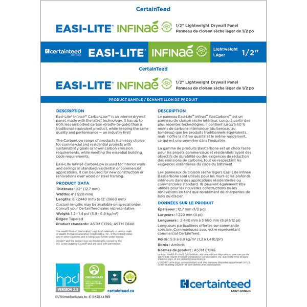Easi-Lite® Infinaé™ CarbonLow™ Board Sample — 1/2