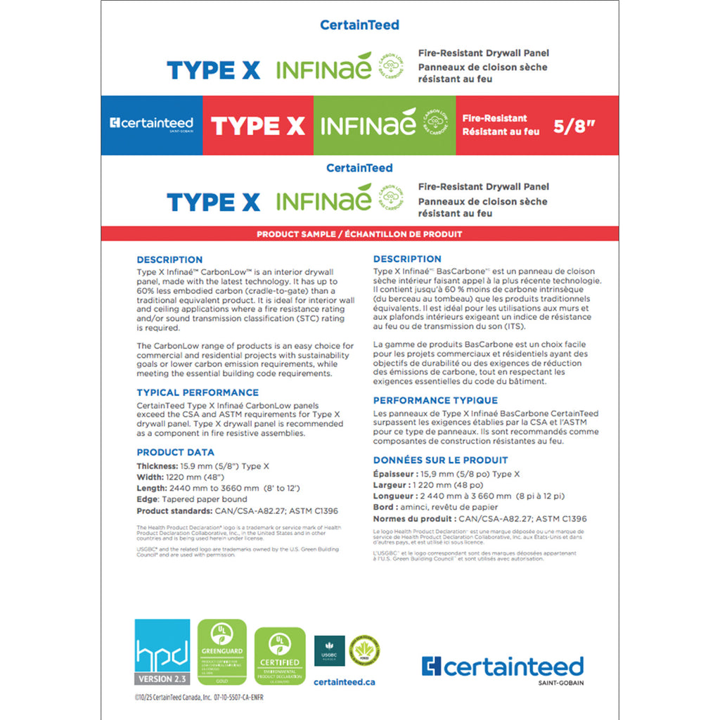 Type X Infinaé™ CarbonLow™️ Board Sample — 5/8