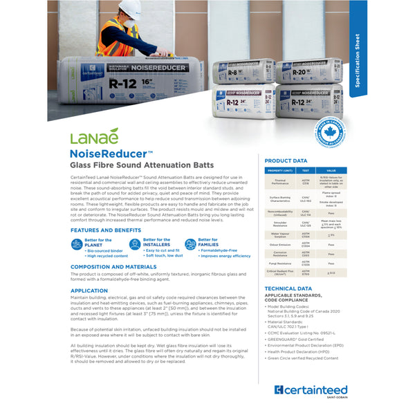 Lanae NoiseReducer™️ Glass Fibre Sound Attenuation Batts