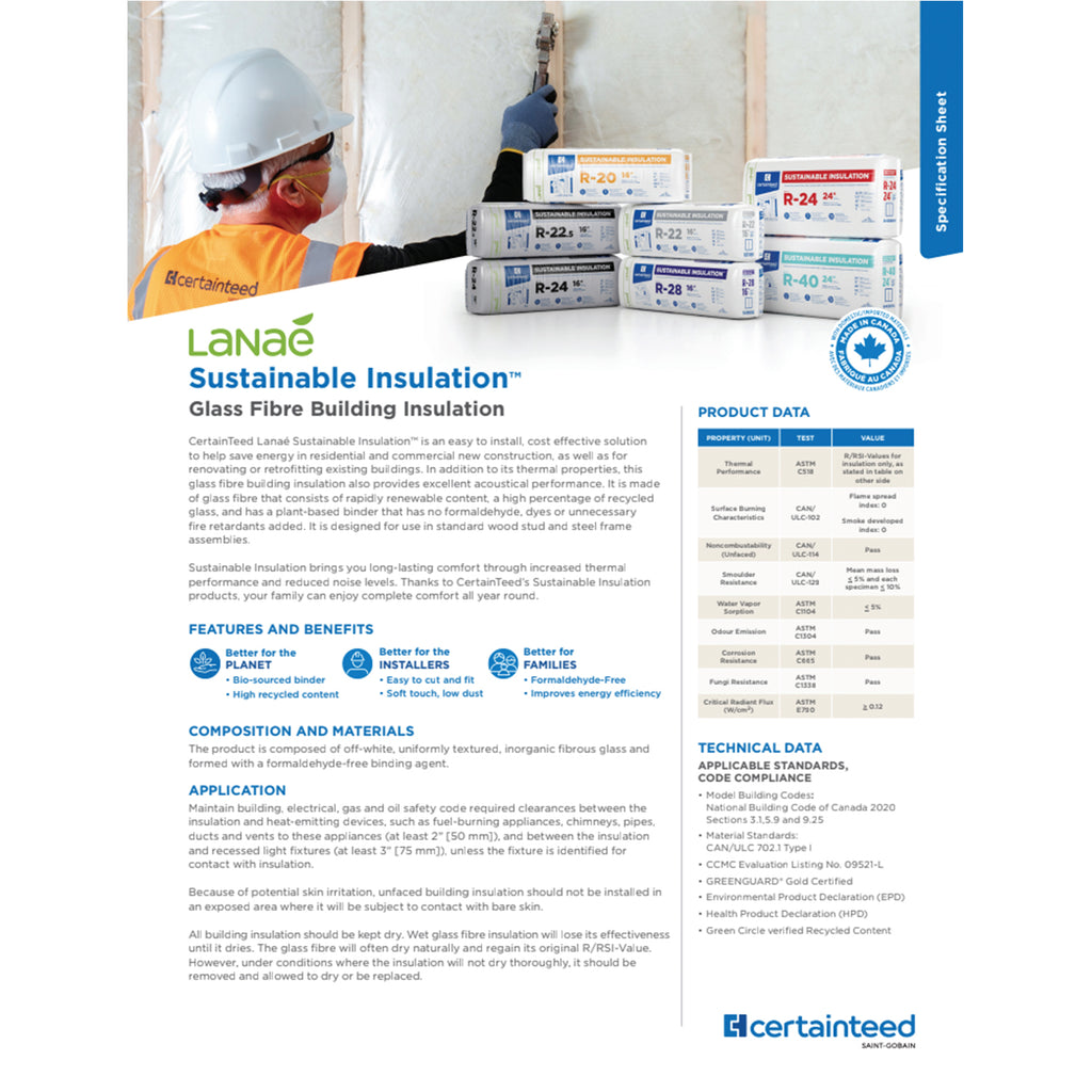 Lanae Sustainable Insulation™️ Glass Fibre Building Insulation