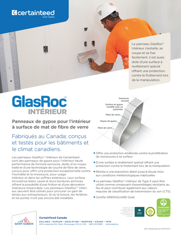 GlasRoc Interior Sell Sheet, French