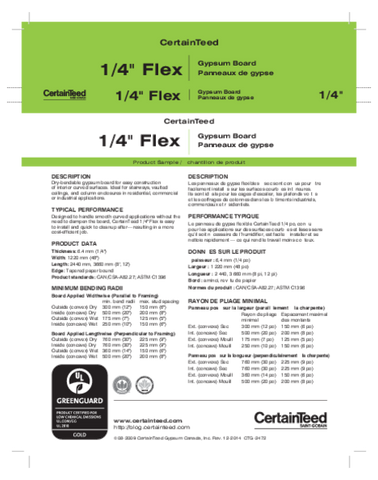 Flex Gypsum Board - 1/4