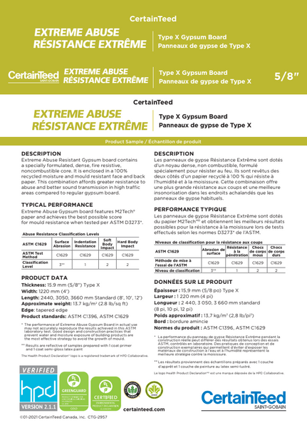CertainTeed Extreme Abuse Sample Board - 5/8
