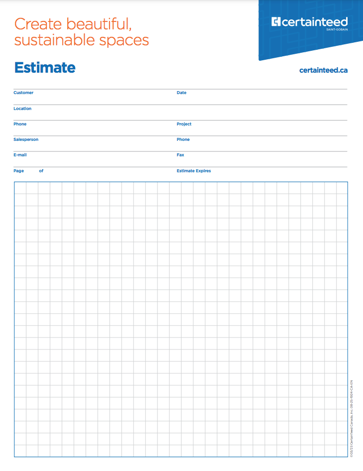 CertainTeed Estimate Pad