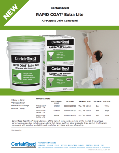 RAPID COAT® Extra Lite Sell Sheet