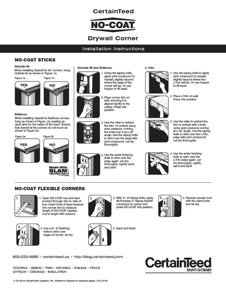No-Coat Installation Sheet