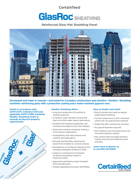 English GlasRoc Sheathing Reinforced Glass Mat Sheathing Panel- Sales Comp