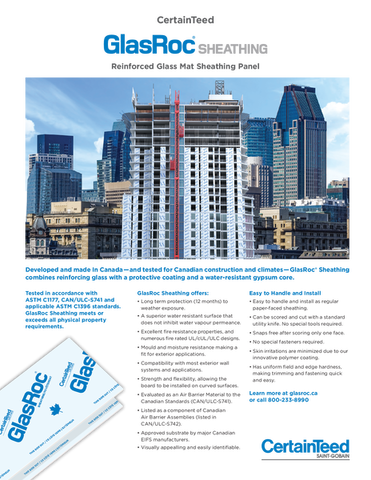 English GlasRoc Sheathing Reinforced Glass Mat Sheathing Panel- Sales Comp